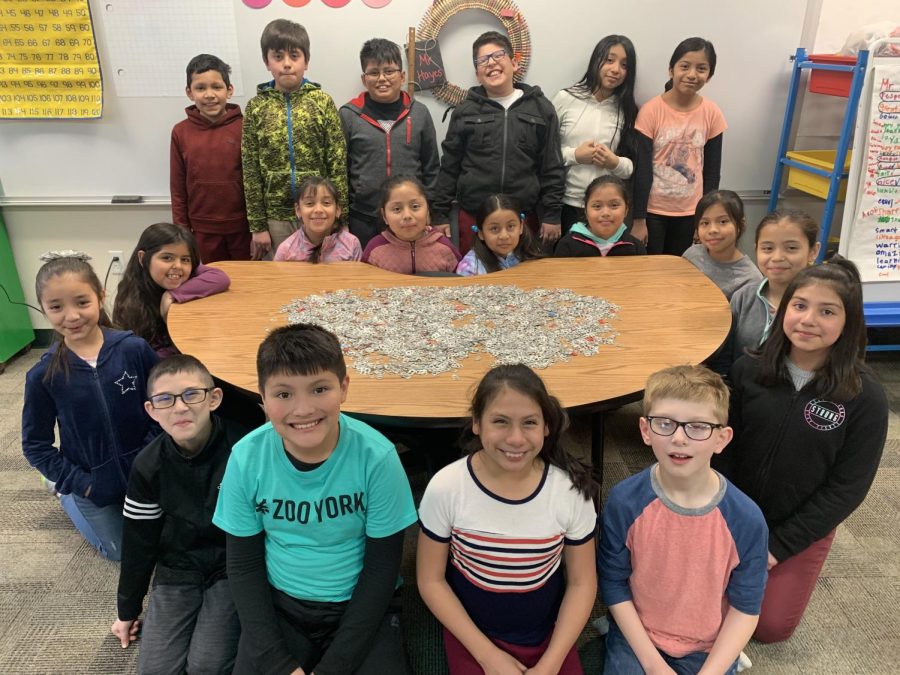 SES fourth grade class saves pop tabs for charity.