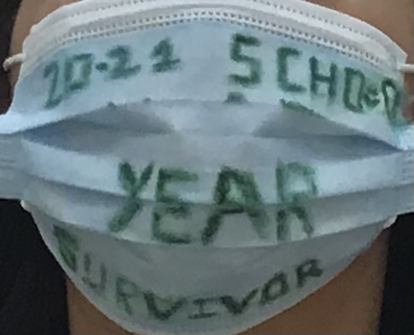 Student wearing 20-21 Covid Mask.