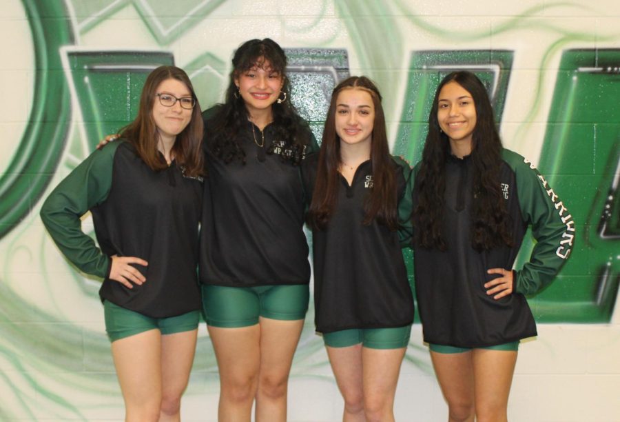 Top 4 Wrestlers who qualified for State. Left to Right: Carly Wemhoff, Gina Alba, Courtney Briones, Hasley Salgado.