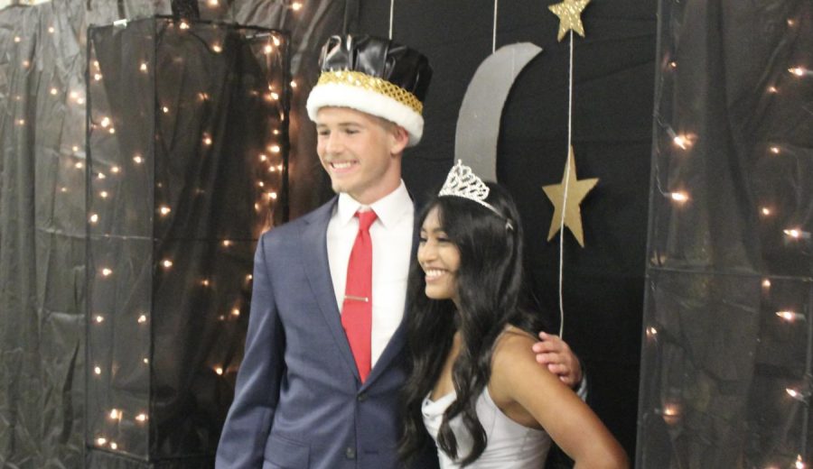 Homecoming+King+and+Queen%2C+Gavin+Bywater+and+Niurka+Castro+posing+for+a+picture+at+the+Homecoming+Dance.+