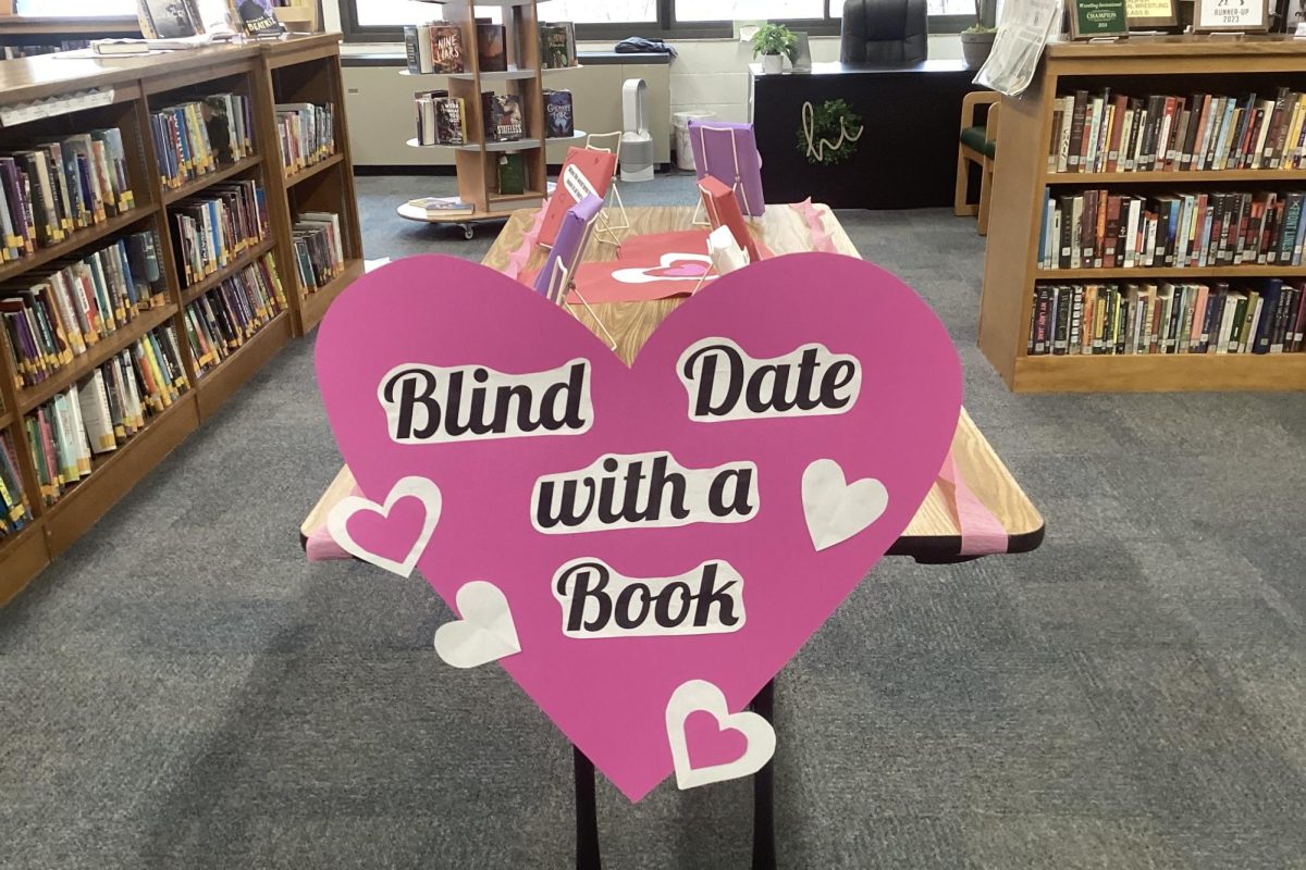 Blind date with books at the Schuyler Central High School Library. 